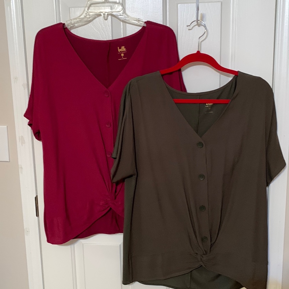 Belle by Kim Gravel bundle small knotted front tuck shirts